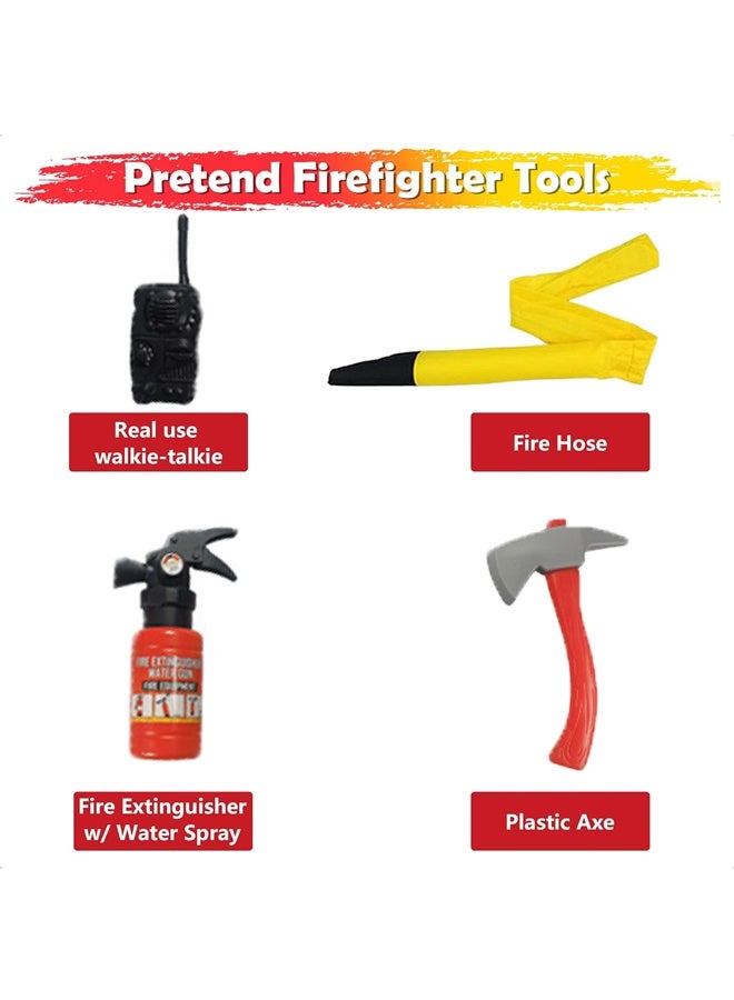 Kids Fire Brigade Costume，Firefighter Costumes, Toddler Fireman Dress up, Boy Fire Pretend Chief Outfit, Halloween Role Play Career Suit , Party Birthday Gift for 3 4 5 6 7 Year Old Girl - Image 3